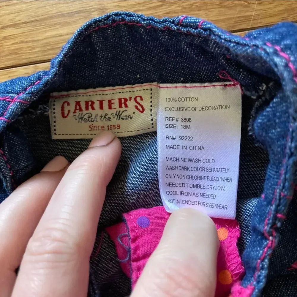 Carter’s Denim Heart Applique Tunic Top, Size 18M
